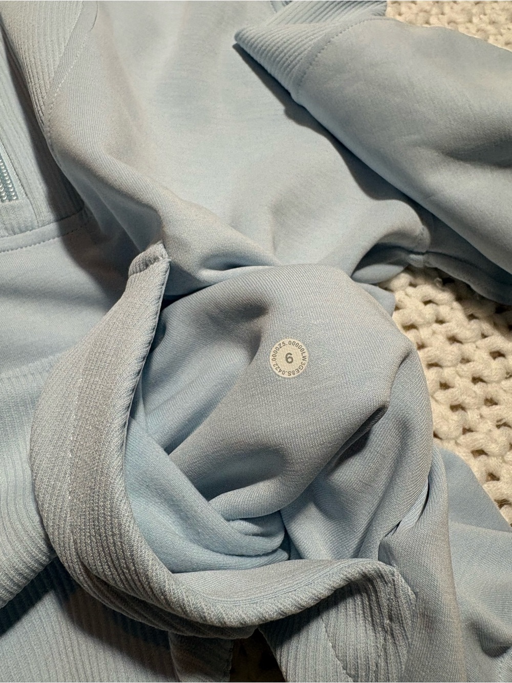 lululemon powder blue brushed Softstreme ribbed half zip size 6 - Picture 7 of 14